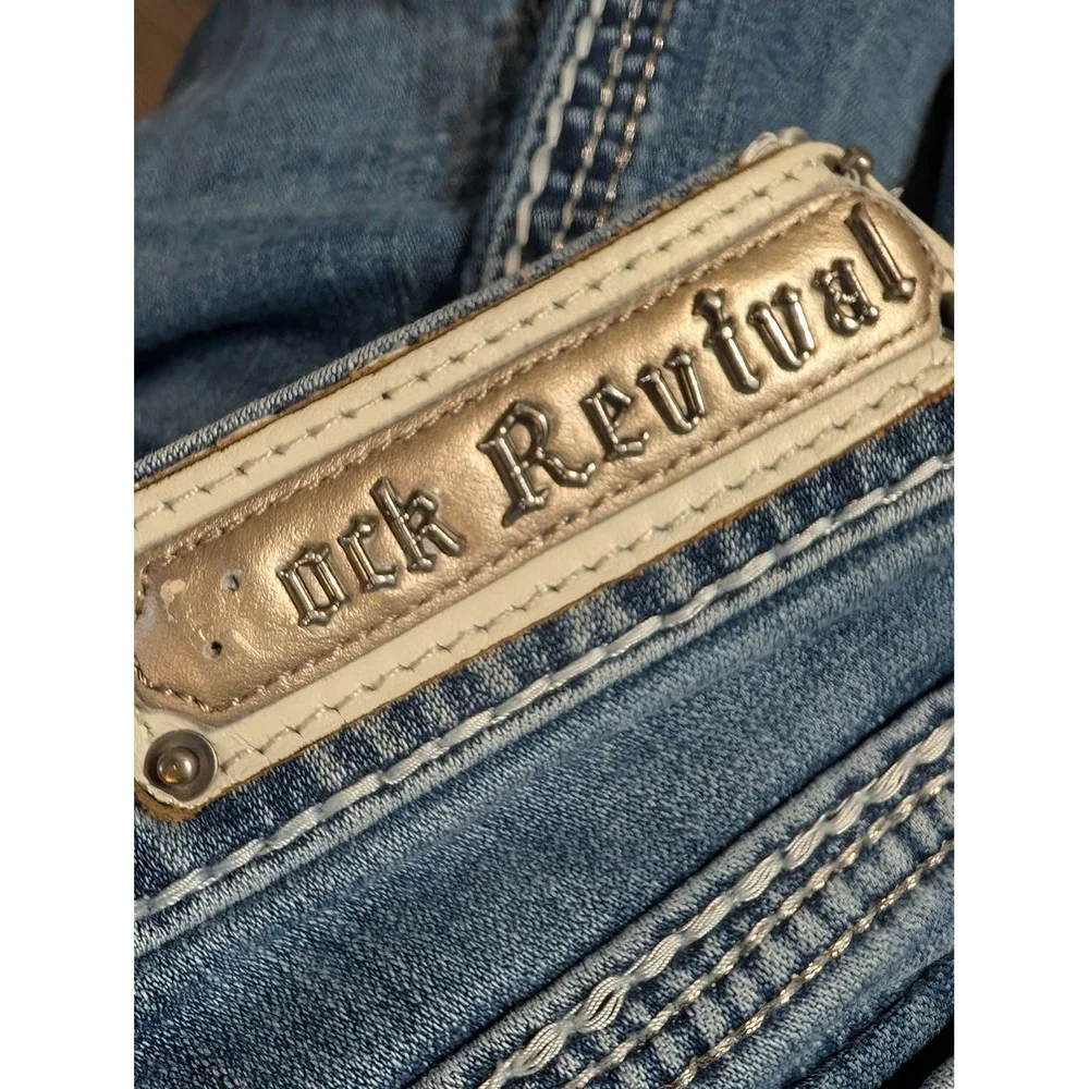 Rock Revival Betty Easy Skinny Jeans Womens 31 Medium Wash Embellished Y2K Denim